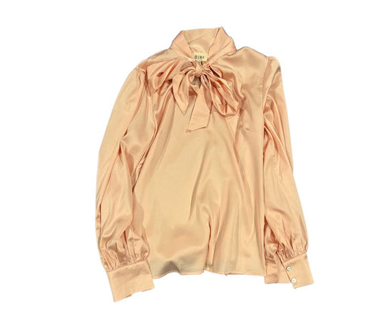 Bubble sleeve satin blouse