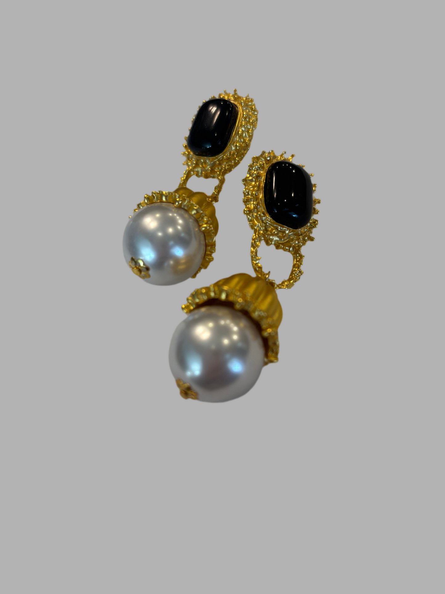 Metallic Pearl drop earrings