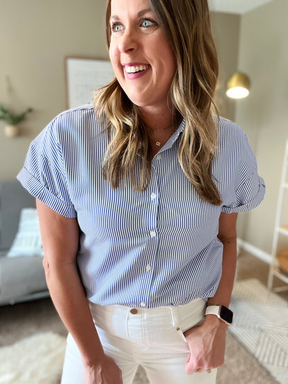 Striped collared top