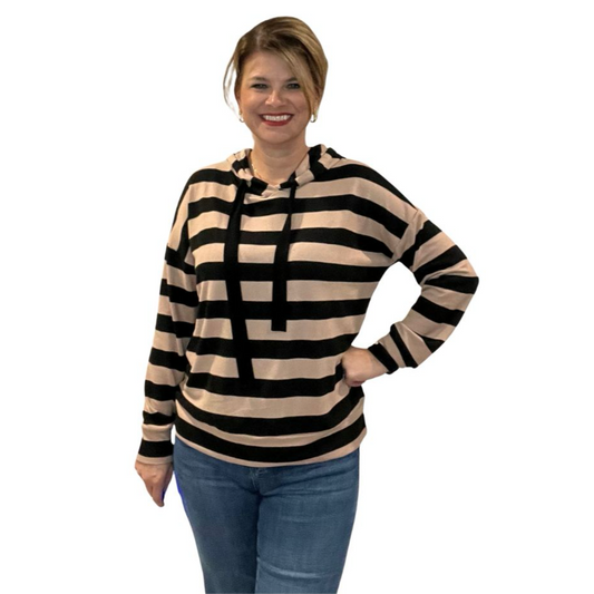 Striped knit hoodie