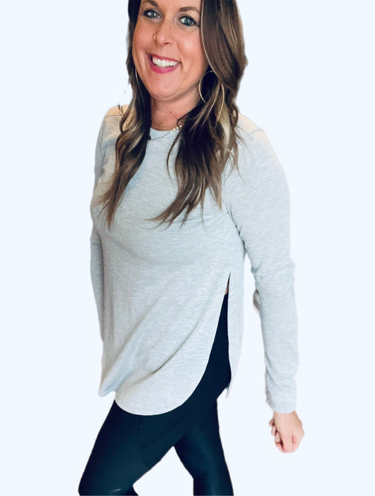 Long sleeve flow top - gray