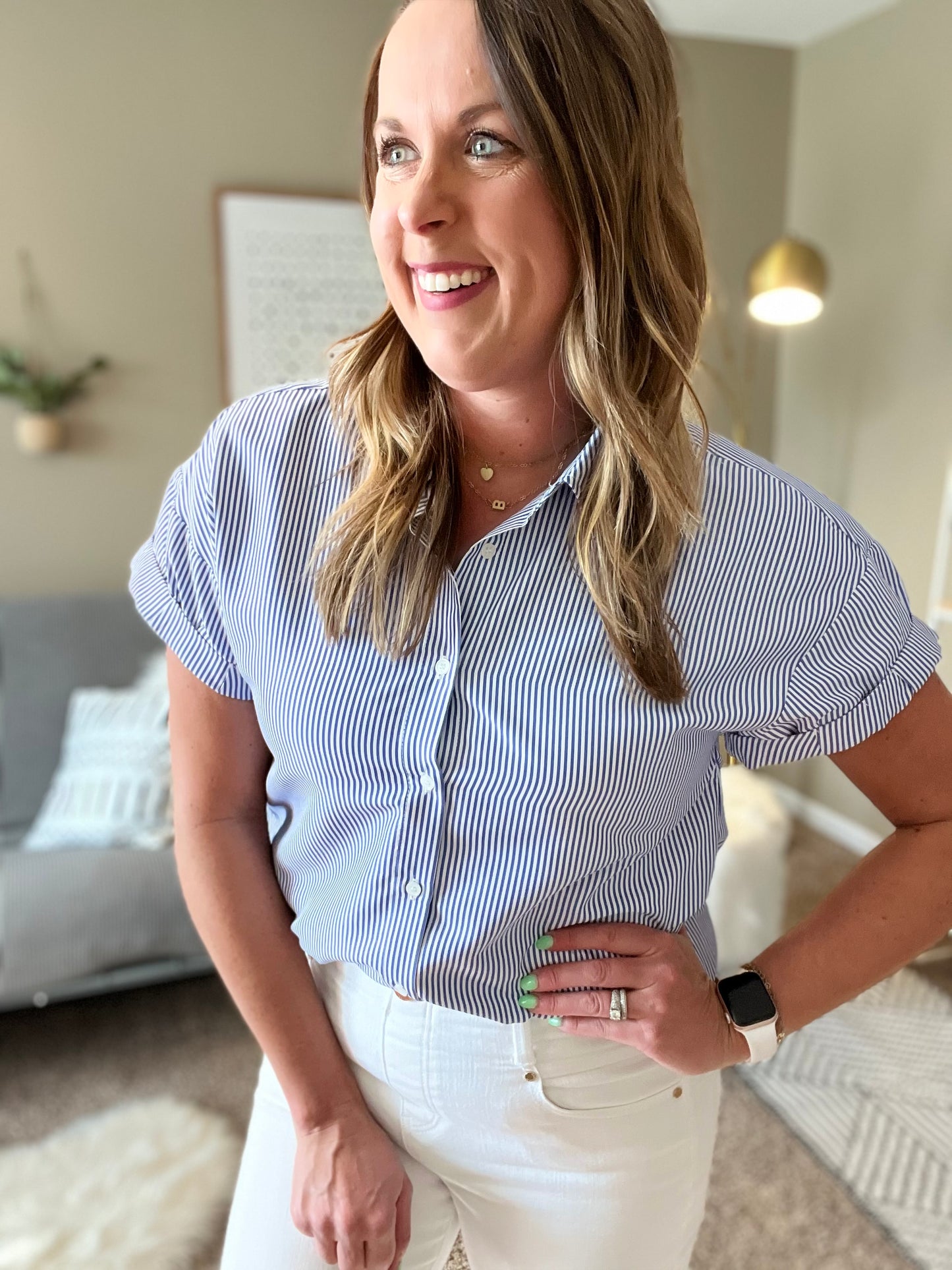 Striped collared top