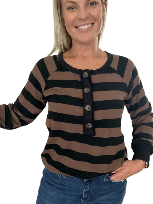 Puff long sleeve stripe top