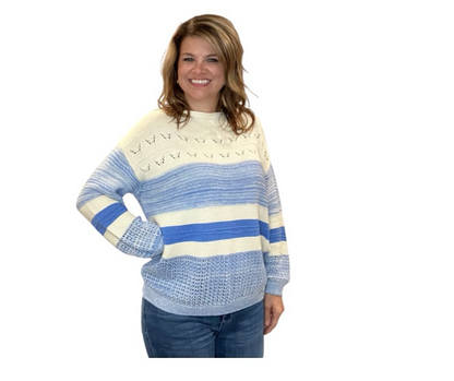 Open stitch, puff sleeve sweater