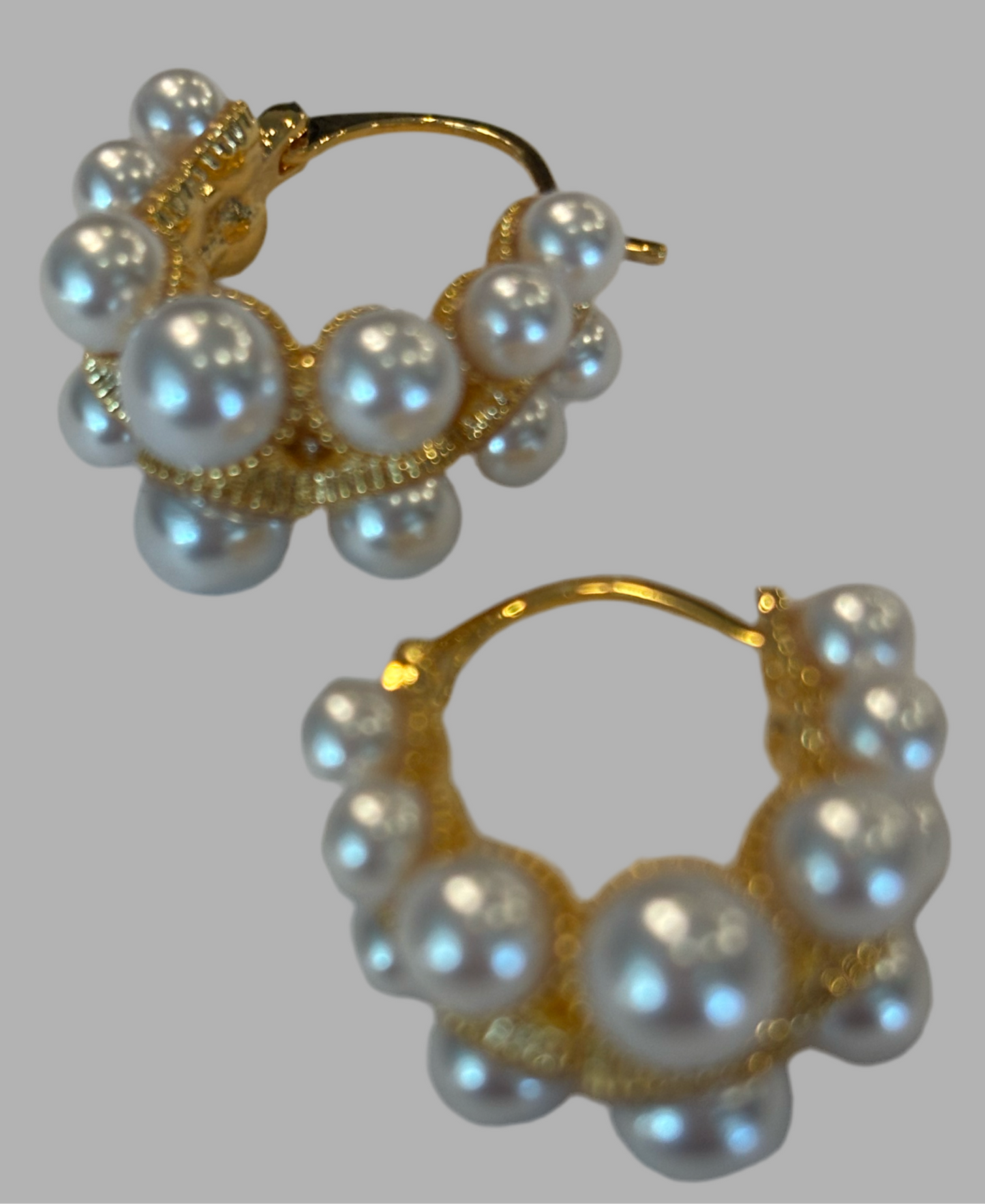 Double Row pearl gold earrings