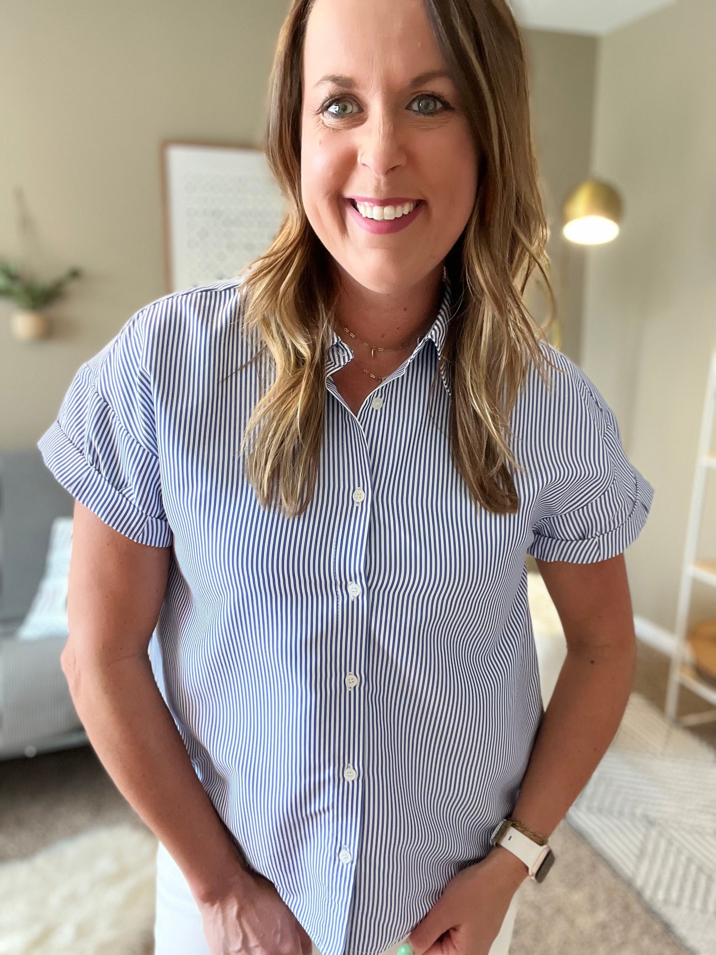 Striped collared top