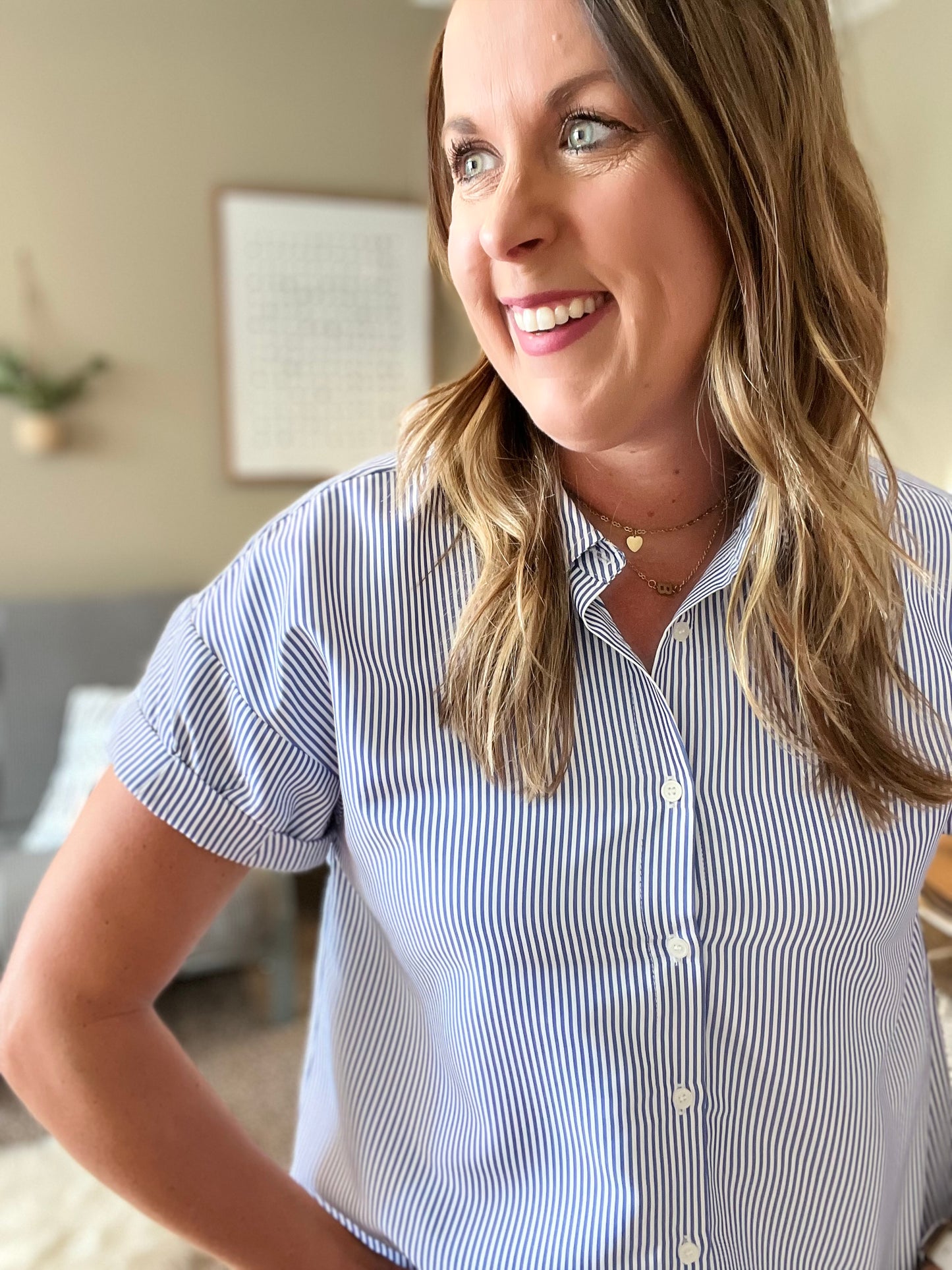 Striped collared top