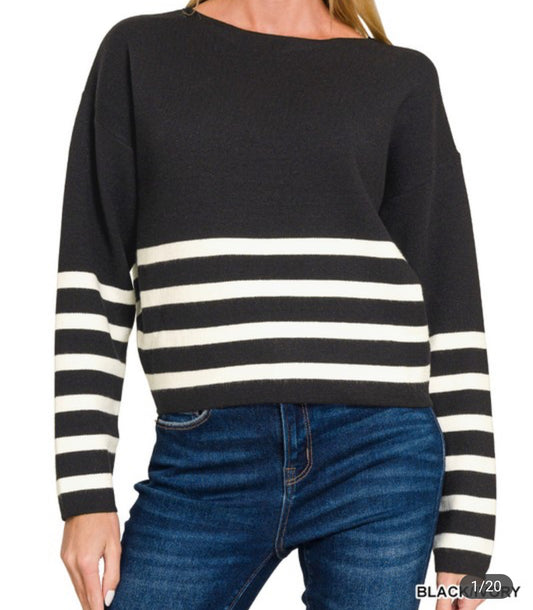 Striped cropped sweater