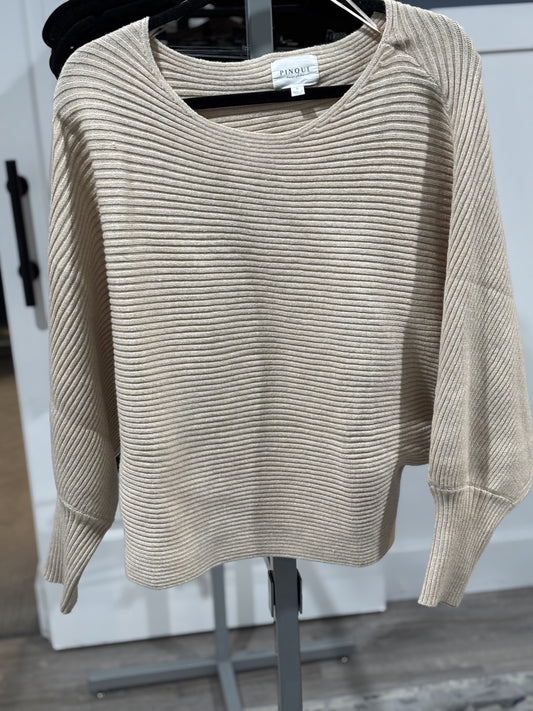 Dolman sleeve textured sweater