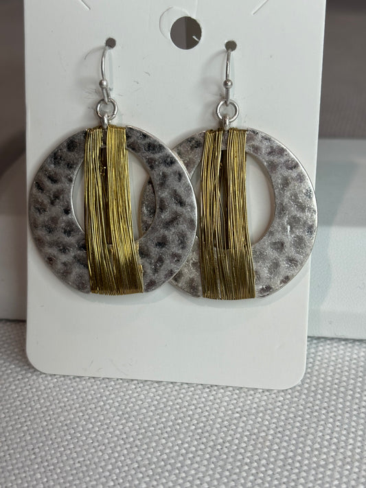 Wired hammered, textured earrings