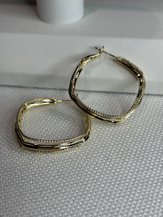 Mix textured square hoop earrings