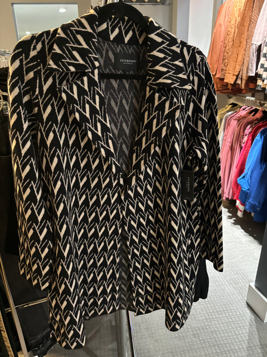 Shawl collar, chevron pattern cardigan