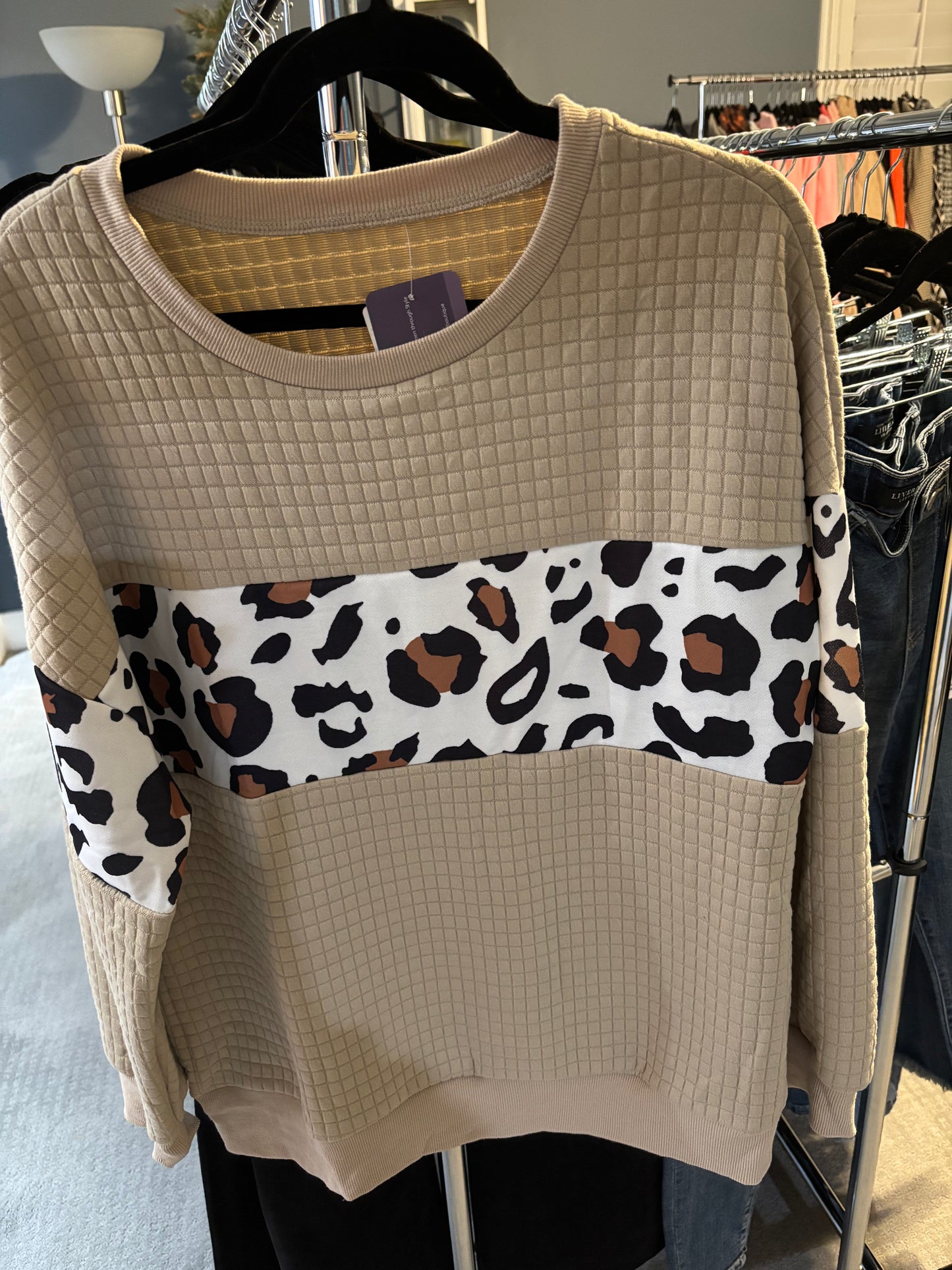 Leopard quilted crewneck sweatshirt