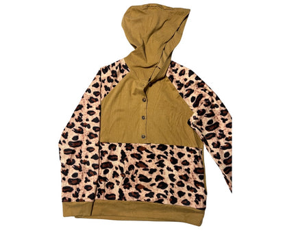 Leopard patchwork hoodie