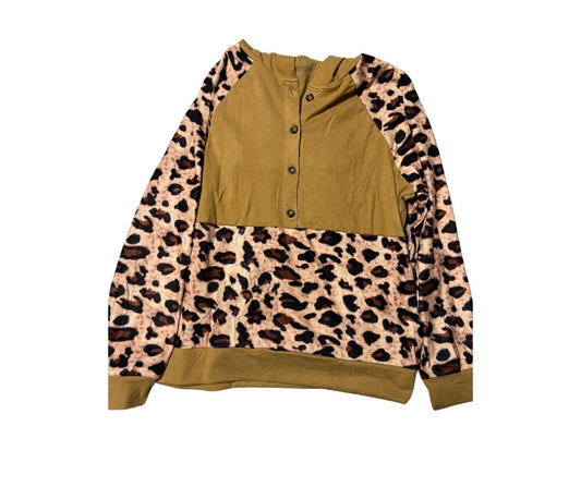 Leopard patchwork hoodie